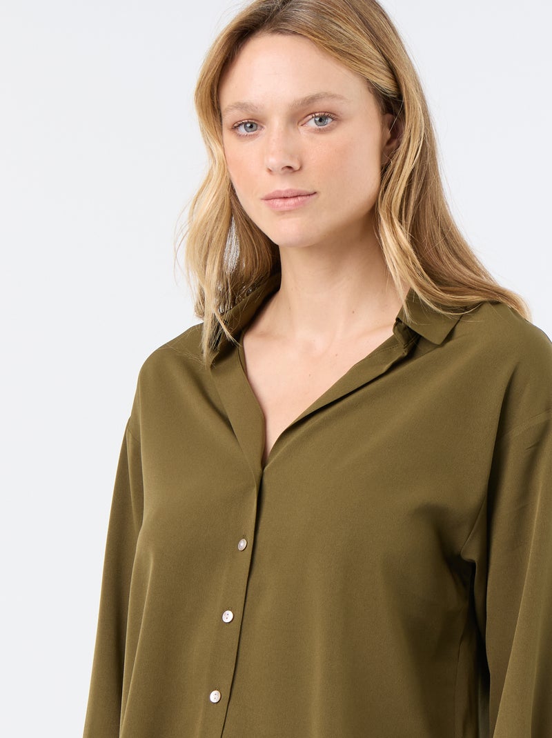 Camicia fluida a tinta unita Verde - Kiabi