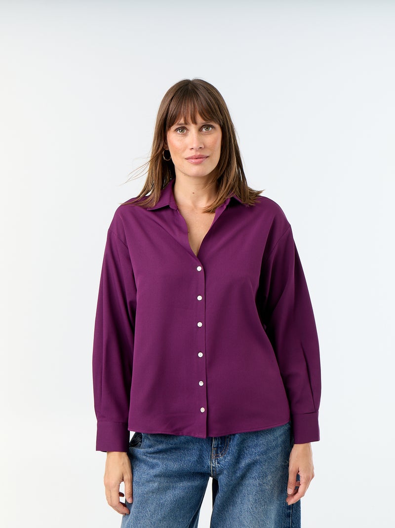Camicia fluida a tinta unita Viola - Kiabi