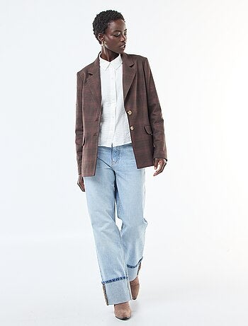 Camicia fluida con bordi dell'abbottonatura fantasia