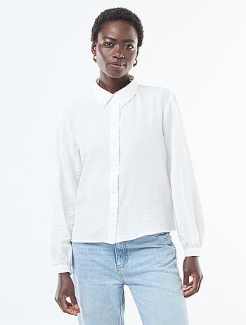 Camicia fluida con bordi dell'abbottonatura fantasia