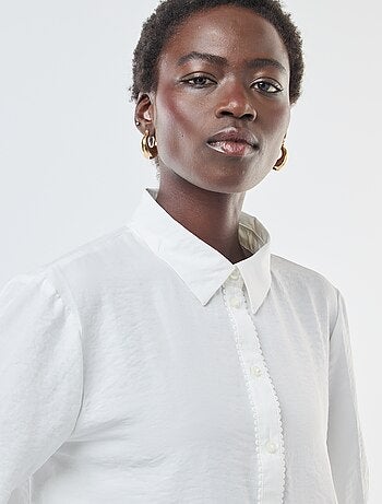 Camicia fluida con bordi dell'abbottonatura fantasia