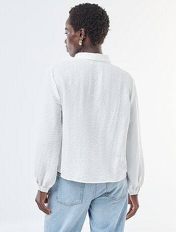 Camicia fluida con bordi dell'abbottonatura fantasia