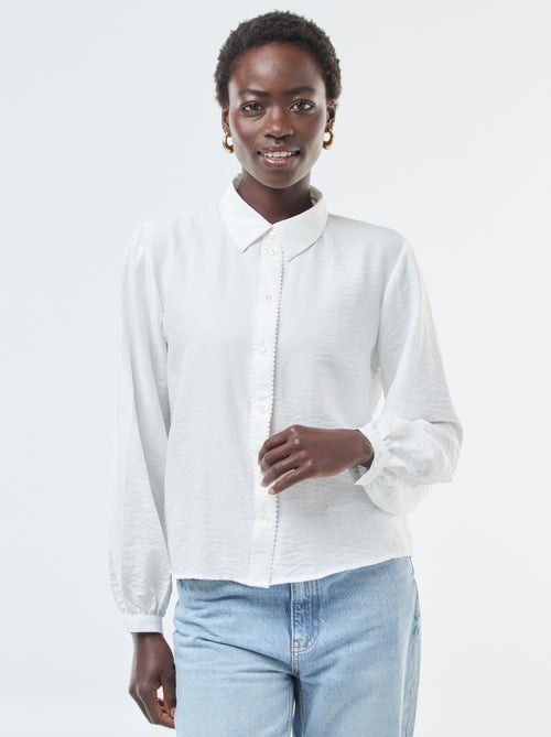 Camicia fluida con bordi dell'abbottonatura fantasia - Kiabi