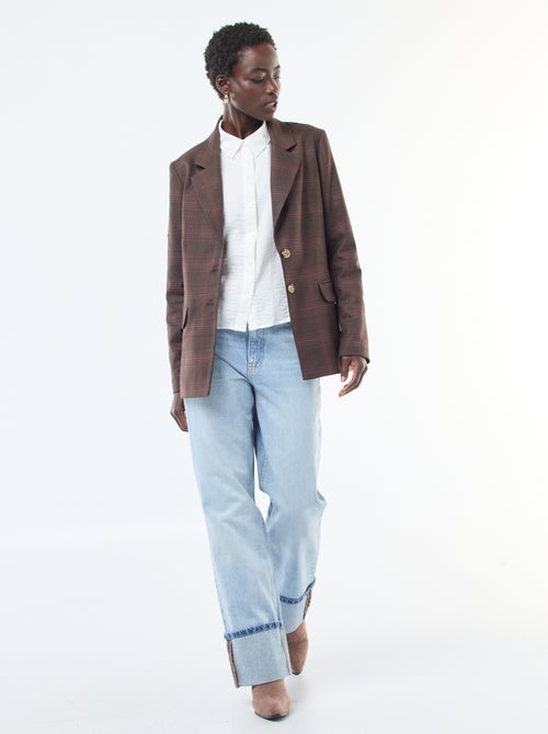 Camicia fluida con bordi dell'abbottonatura fantasia - Kiabi