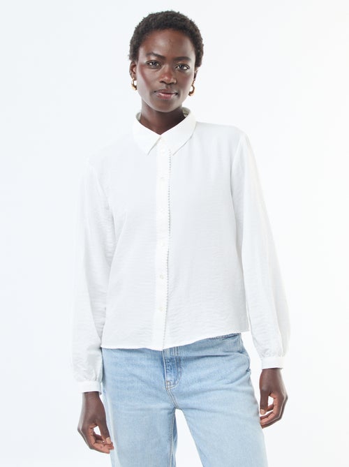 Camicia fluida con bordi dell'abbottonatura fantasia - Kiabi