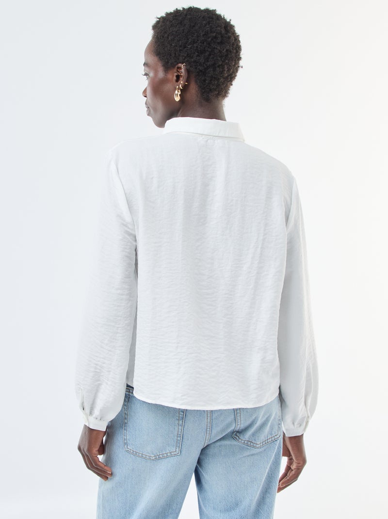 Camicia fluida con bordi dell'abbottonatura fantasia Bianco - Kiabi