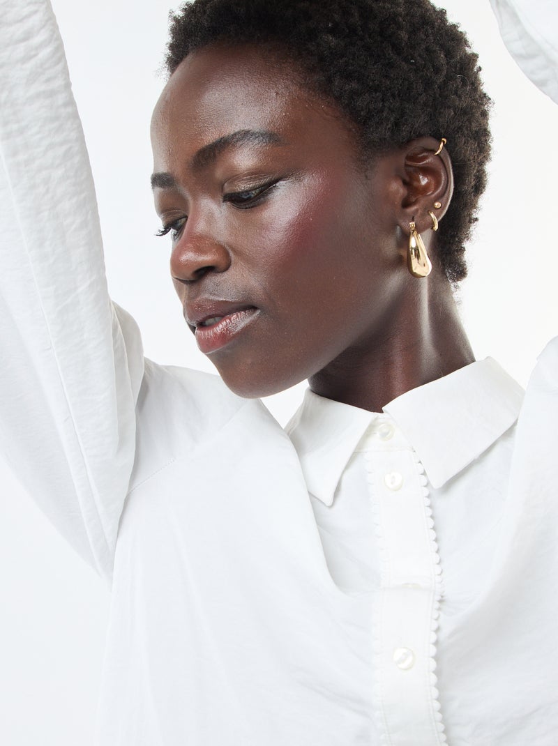 Camicia fluida con bordi dell'abbottonatura fantasia Bianco - Kiabi