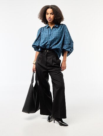 Camicia fluida con stampa a quadri