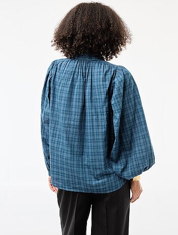 Camicia fluida con stampa a quadri