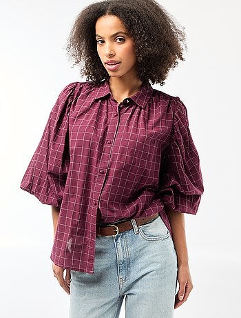 Camicia fluida con stampa a quadri