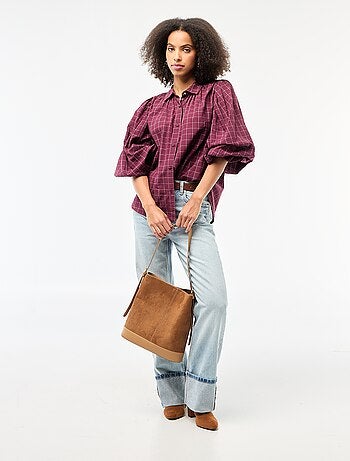 Camicia fluida con stampa a quadri