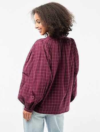 Camicia fluida con stampa a quadri