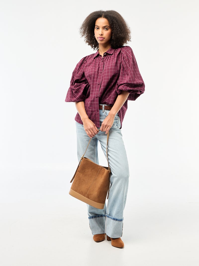 Camicia fluida con stampa a quadri Rosso - Kiabi