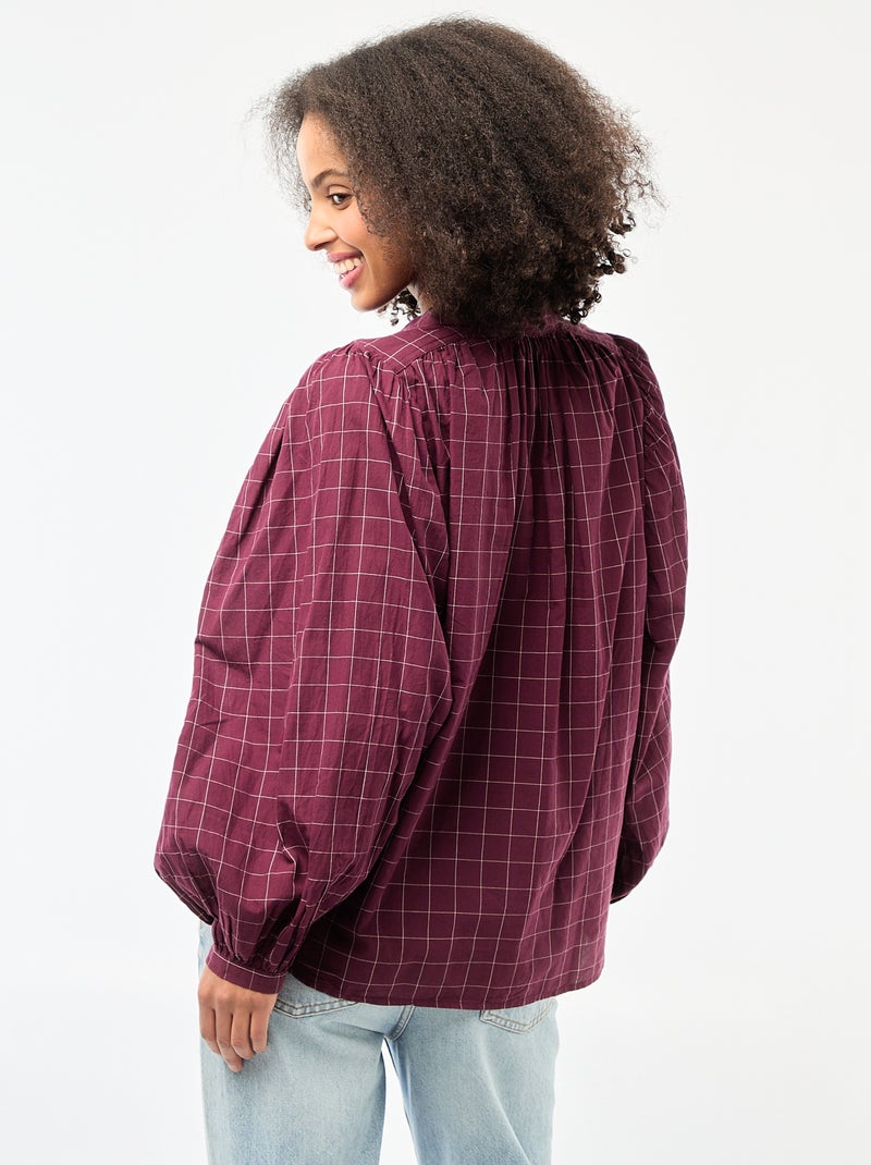 Camicia fluida con stampa a quadri Rosso - Kiabi