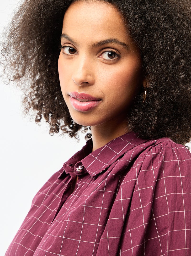 Camicia fluida con stampa a quadri Rosso - Kiabi