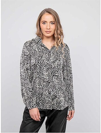 Camicia fluida con stampa animalier bianca e nera ophir