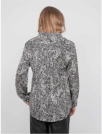 Camicia fluida con stampa animalier bianca e nera ophir
