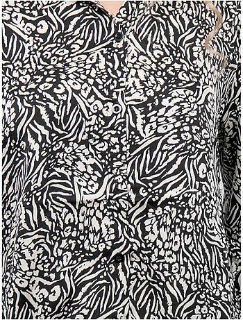 Camicia fluida con stampa animalier bianca e nera ophir