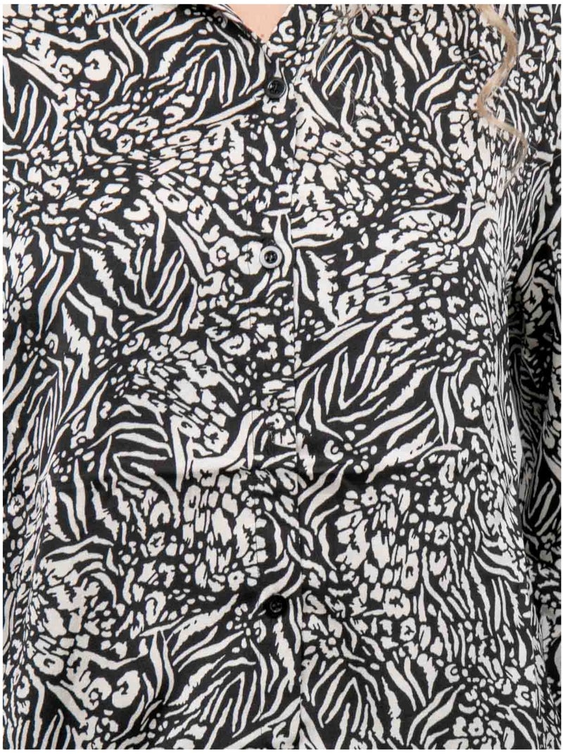Camicia fluida con stampa animalier bianca e nera ophir Nero - Kiabi