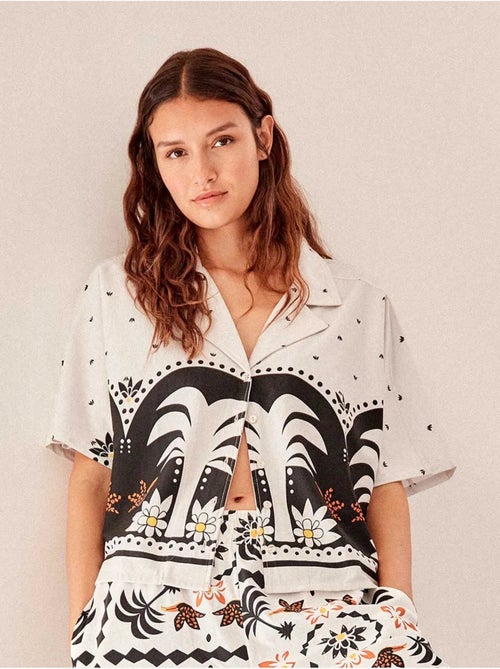 Camicia fluida con stampa tropicale a manica giapponese - Kiabi