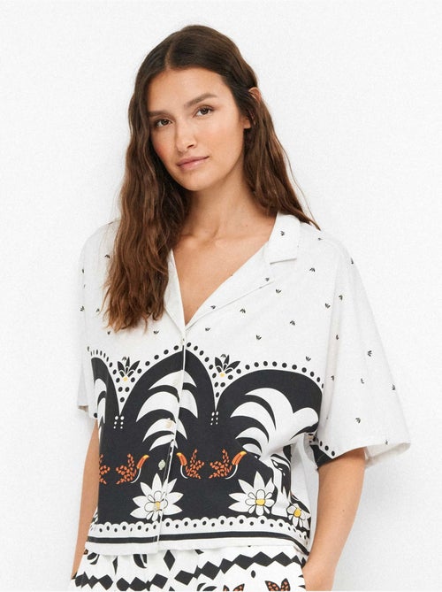 Camicia fluida con stampa tropicale a manica giapponese - Kiabi