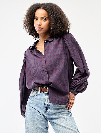 Camicia fluida con stampa a quadri