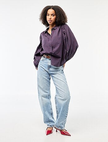 Camicia fluida con stampa a quadri