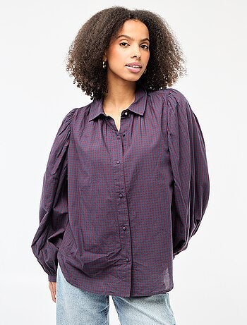 Camicia fluida con stampa a quadri