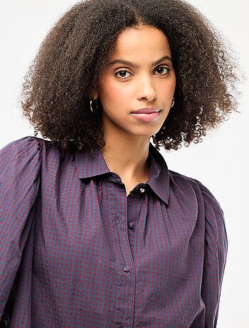 Camicia fluida con stampa a quadri