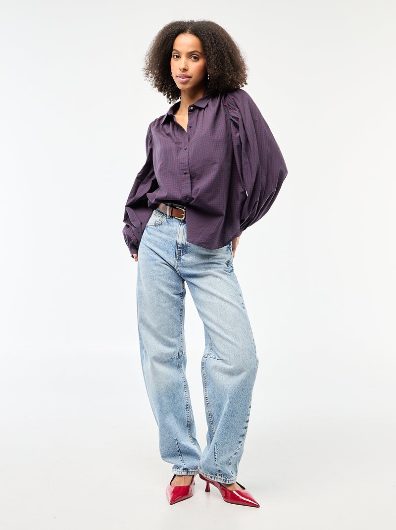 Camicia fluida con stampa vichy Blu - Kiabi