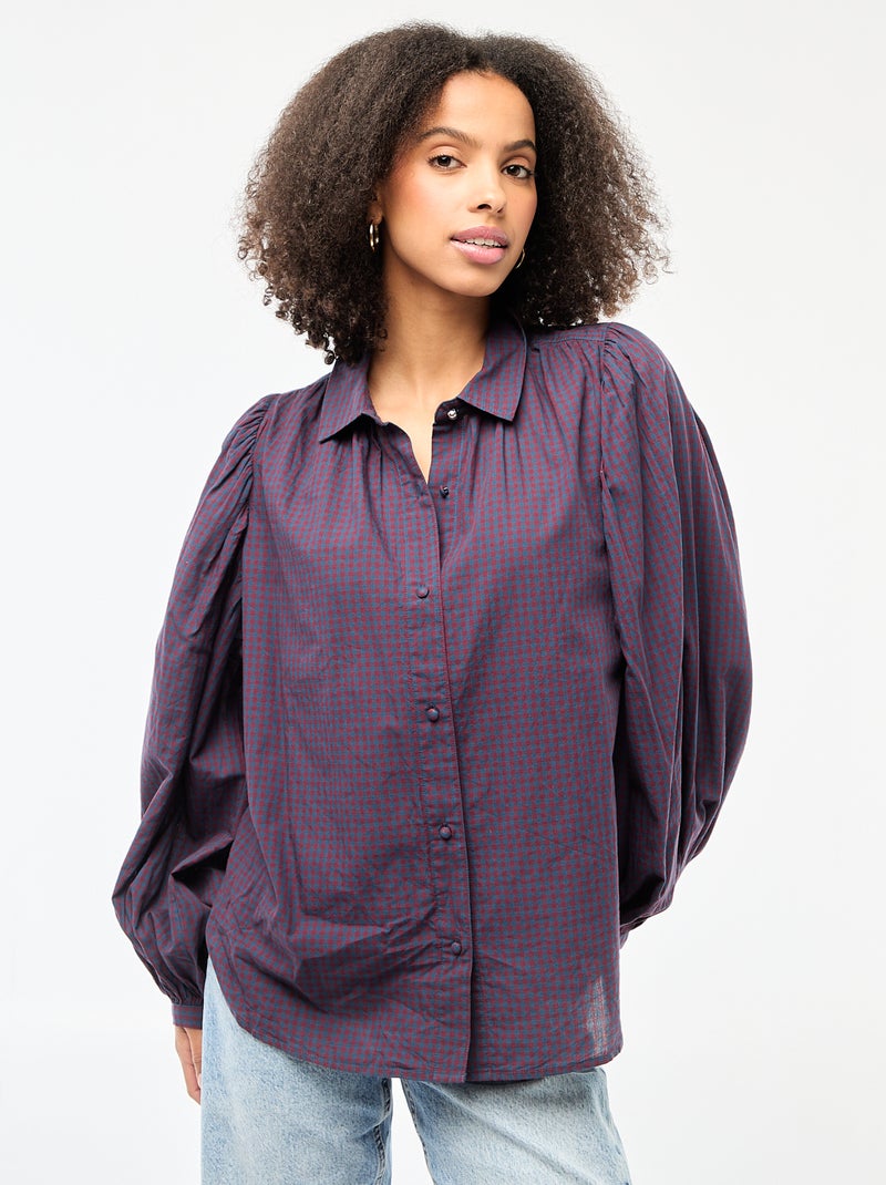 Camicia fluida con stampa vichy Blu - Kiabi