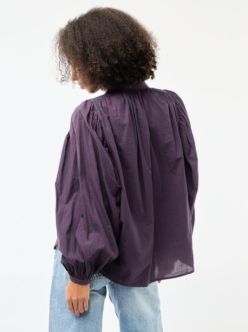 Camicia fluida con stampa vichy Blu - Kiabi