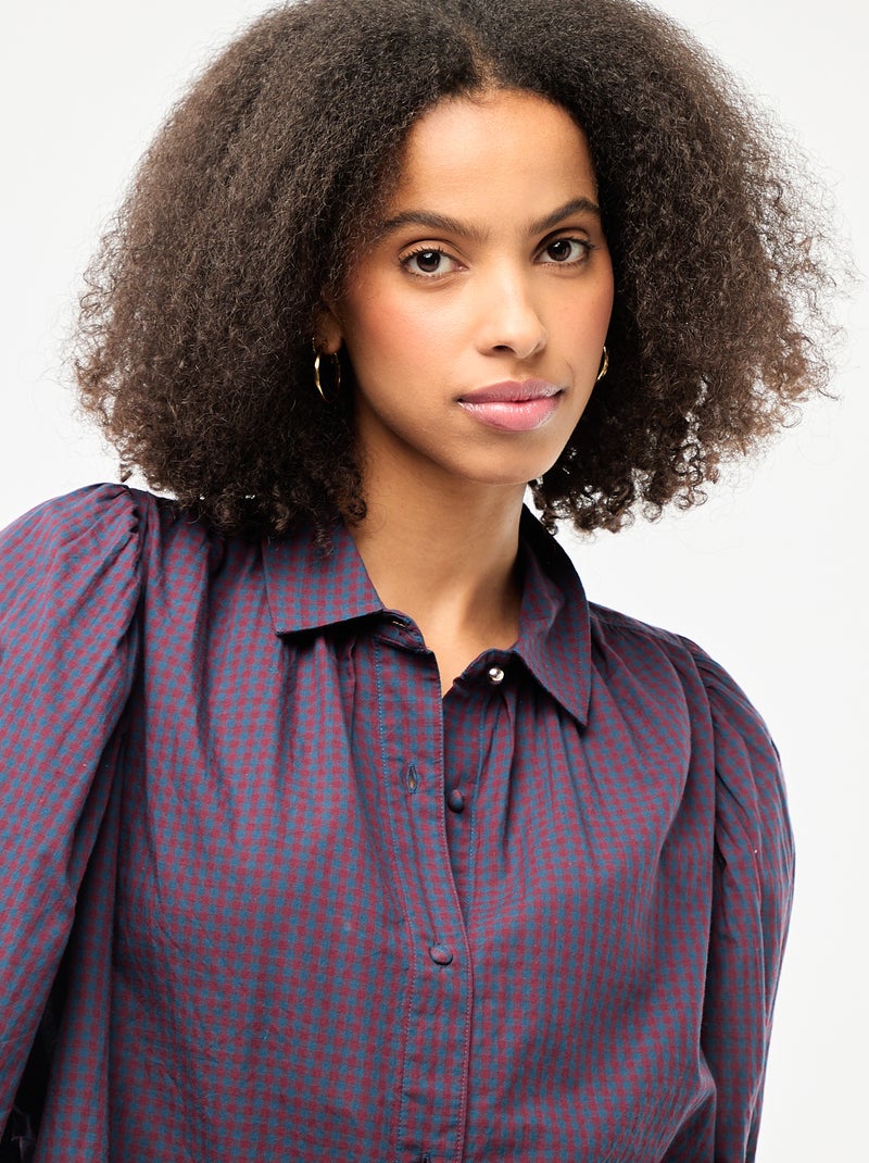 Camicia fluida con stampa vichy Blu - Kiabi