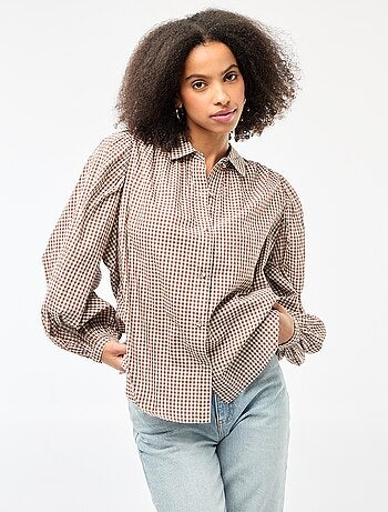 Camicia fluida con stampa a quadri