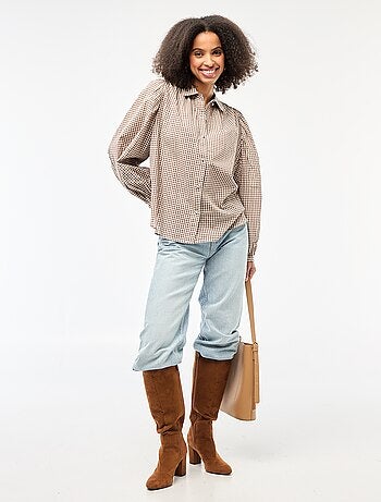 Camicia fluida con stampa a quadri