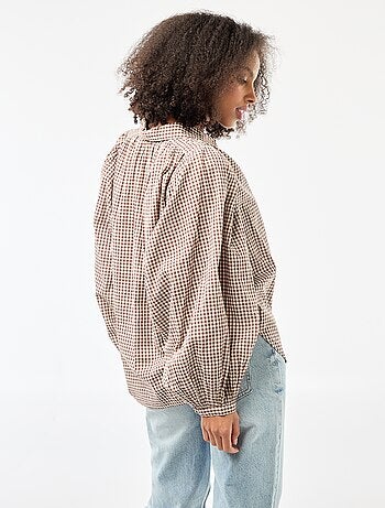 Camicia fluida con stampa a quadri