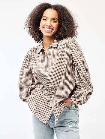 Camicia fluida con stampa a quadri