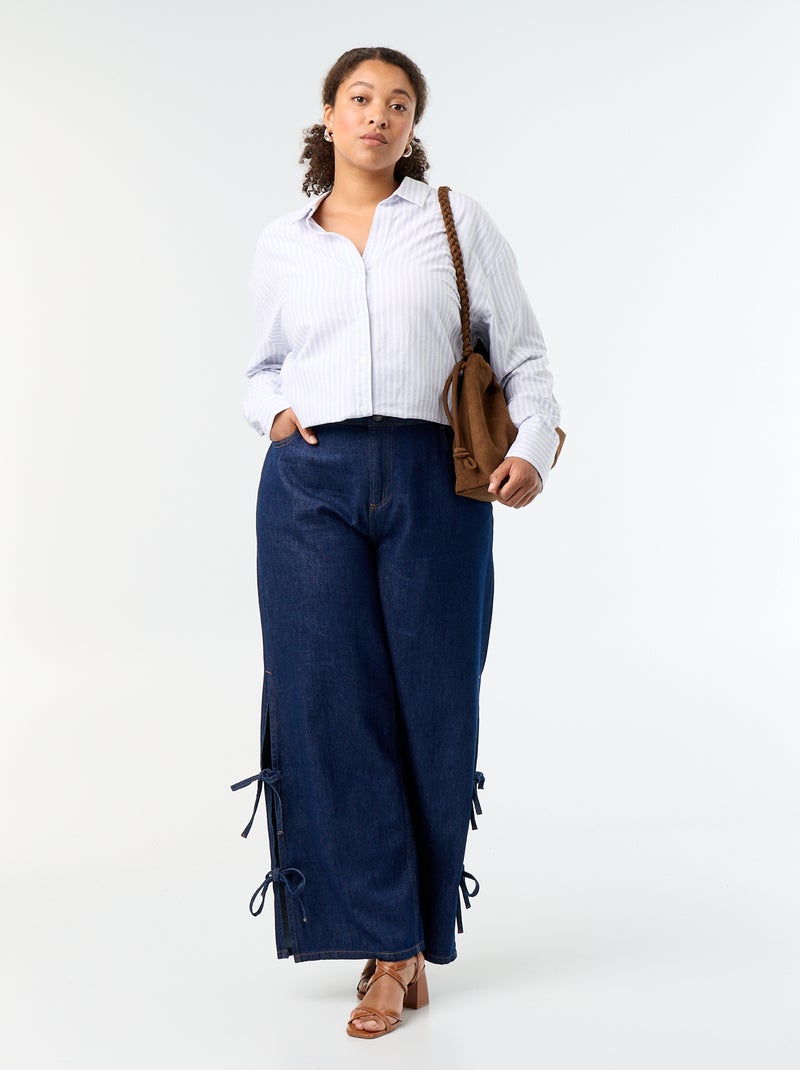 Camicia fluida oxford a righe Blu - Kiabi
