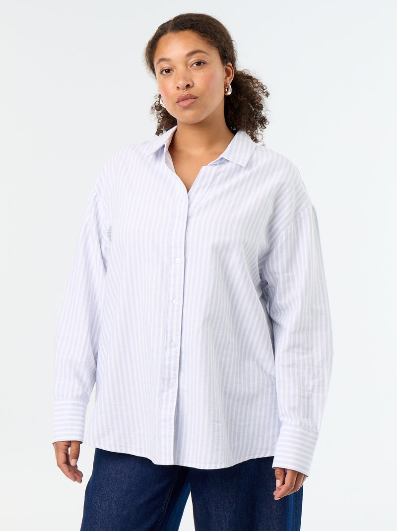 Camicia fluida oxford a righe Blu - Kiabi
