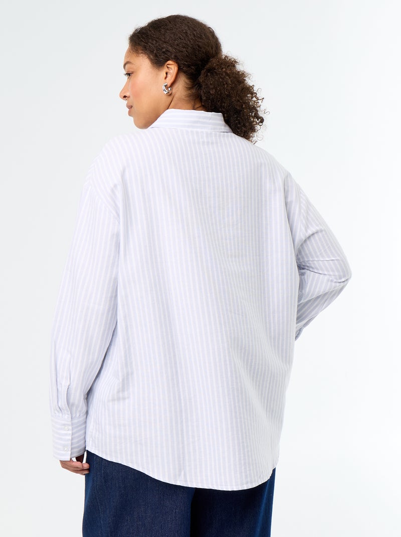 Camicia fluida oxford a righe Blu - Kiabi