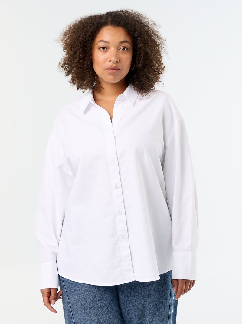 Camicia fluida oxford tinta unita Bianco - Kiabi