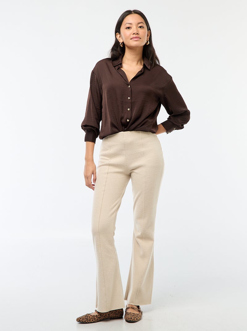 Camicia fluida satinata con bottoni dorati Marrone - Kiabi