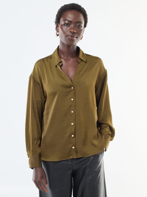 Camicia fluida satinata con bottoni dorati - Kiabi