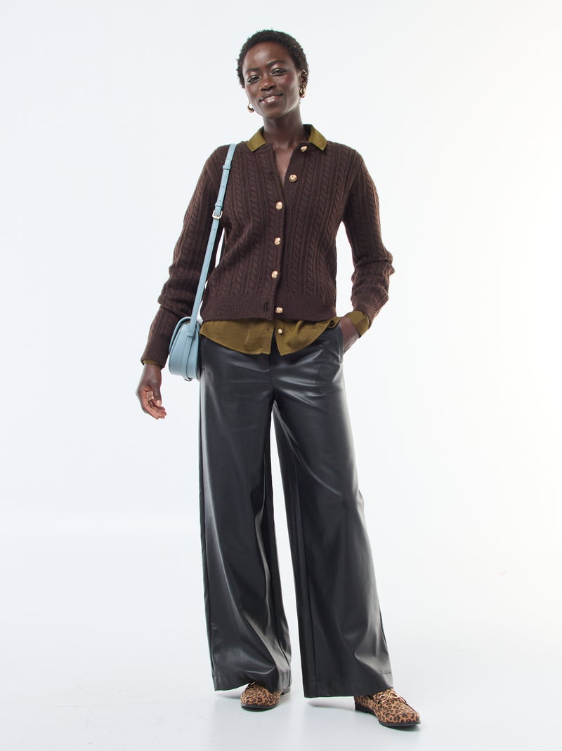 Camicia fluida satinata con bottoni dorati Verde - Kiabi