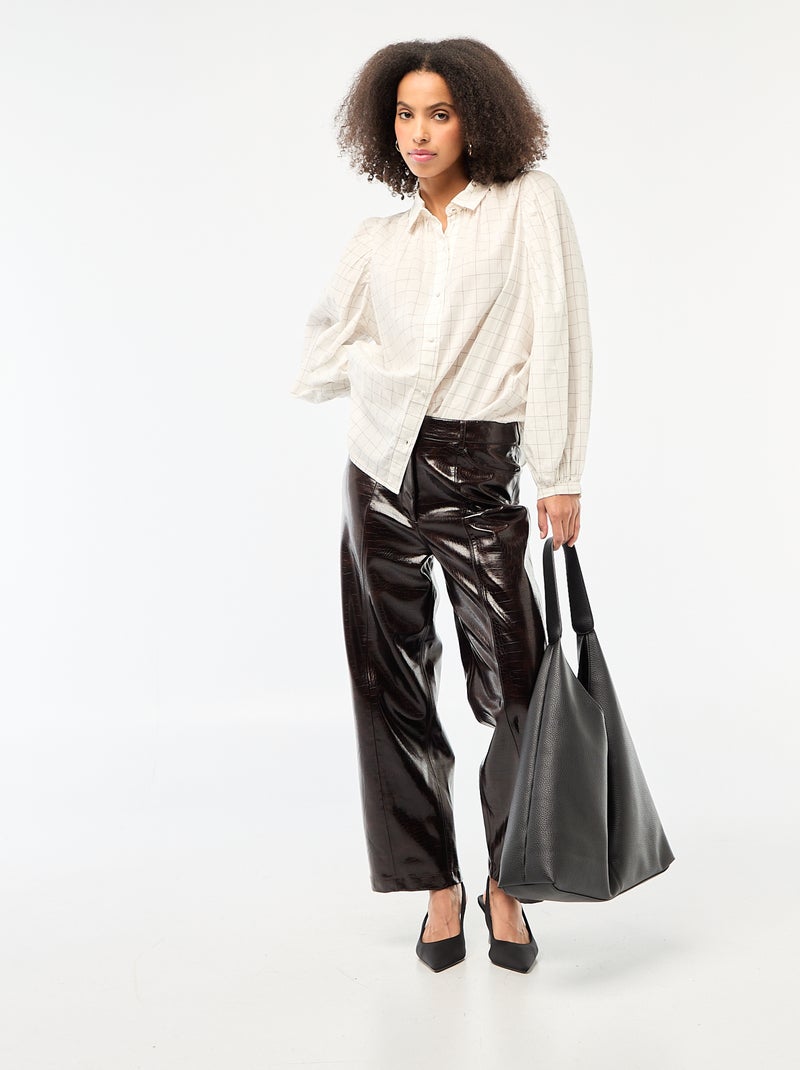 Camicia fluida stampata a quadri Bianco - Kiabi