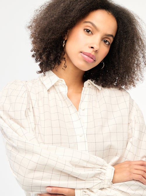 Camicia fluida stampata a quadri - Kiabi