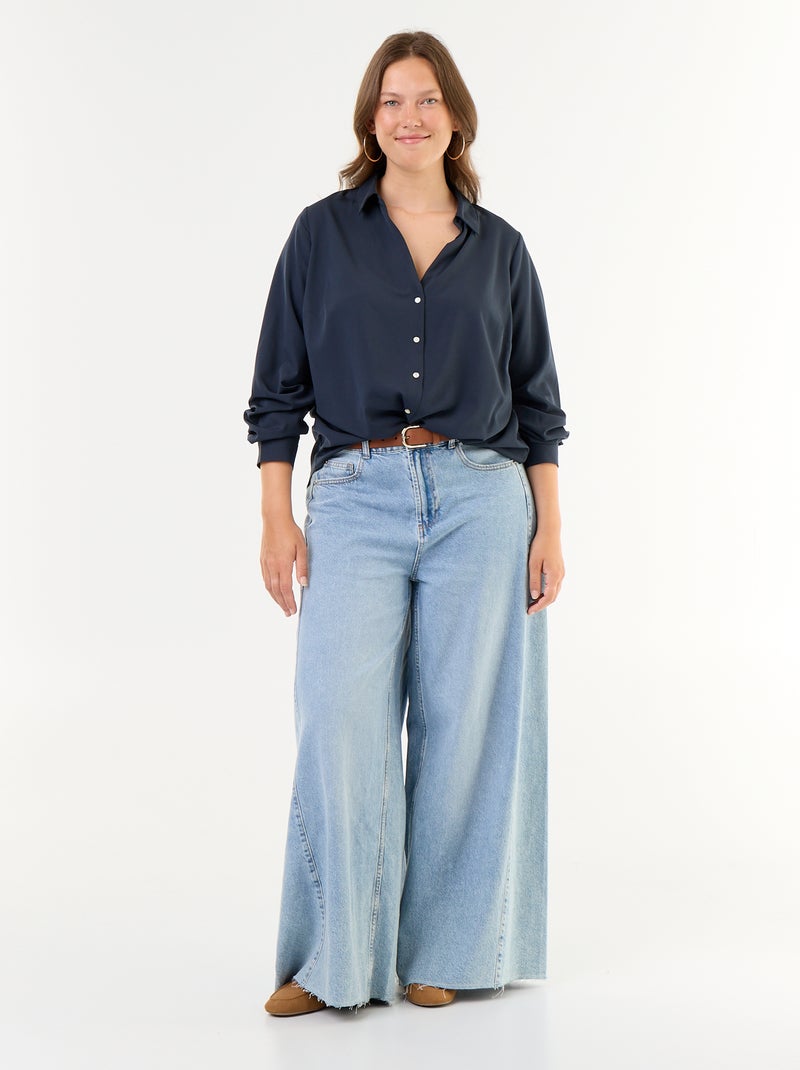 Camicia fluida tinta unita Blu - Kiabi