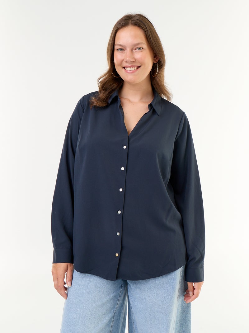 Camicia fluida tinta unita Blu - Kiabi