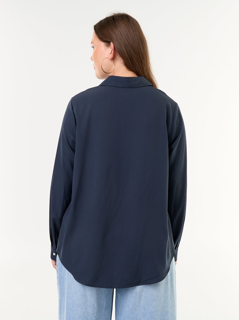Camicia fluida tinta unita Blu - Kiabi