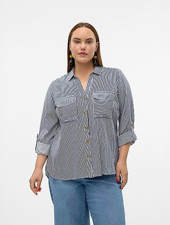 Camicia fluida 'Vero moda curve' con maniche arrotolabili